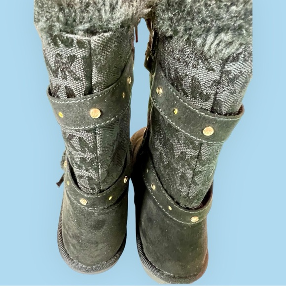 MK Michael Kors Black Suede Leather Boots Fleece Lined Side Zip - Picture 6 of 16